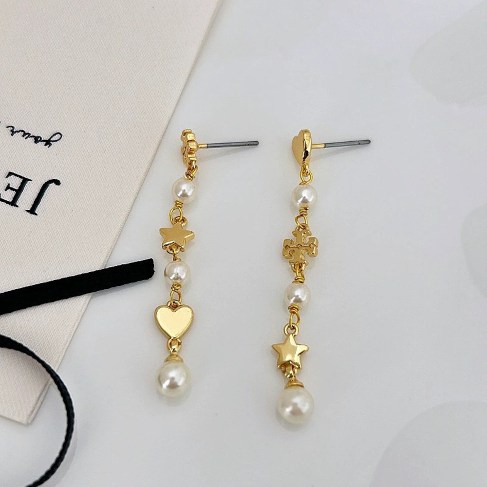Tory Burch Heart Star Letter Pearl Earrings